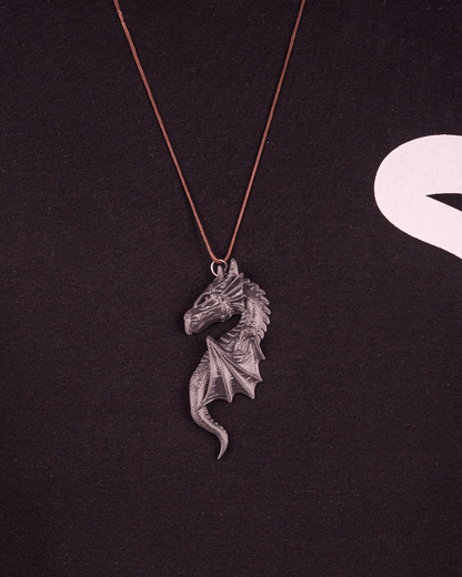 Bonded by Fire Dragon Pendant Necklace – 3D Printed Fantasy Dragon Jewelry – Gothic Mythical Necklace – Unisex