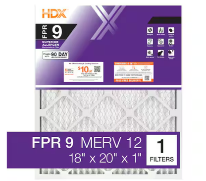 18 in. x 20 in. x 1 in. Superior Pleated Air Filter FPR 9, MERV 12 ( 1 Pack)