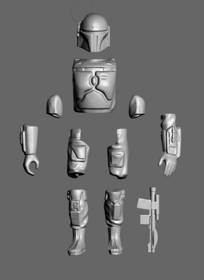 🚀 3.75" Scale Armored Bounty Hunter Figure - Unpainted Resin Kit