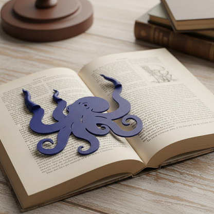 3D Printed Octopus Bookmark & Page Holder - Nautical Blue
