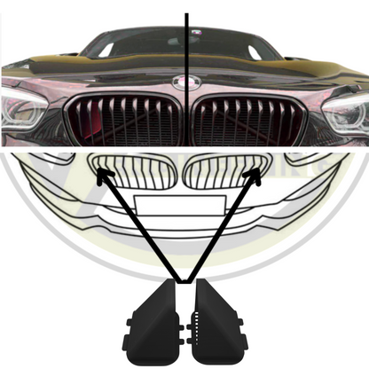 BMW Cold Air Intake Scoops – Left & Right with Integrated Grille – 3D Printed – Black