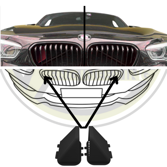 BMW Cold Air Intake Scoops – Left & Right with Integrated Grille – 3D Printed – Black