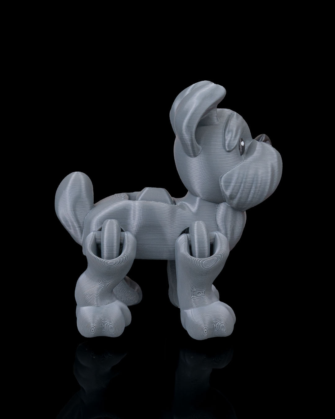 Articulated 3D Printed Puppy Dog Figure – Flexible Desk Toy – 8 cm – Gray