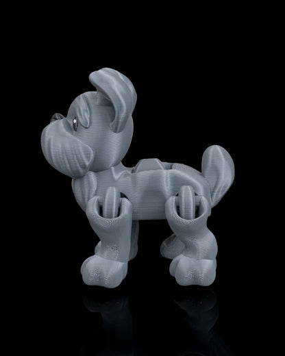 Articulated 3D Printed Puppy Dog Figure – Flexible Desk Toy – 8 cm – Gray