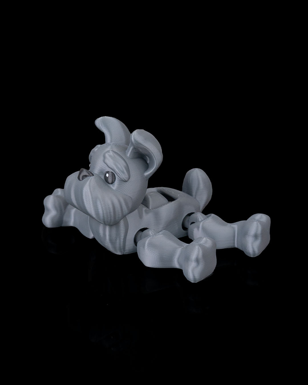 Articulated 3D Printed Puppy Dog Figure – Flexible Desk Toy – 8 cm – Gray