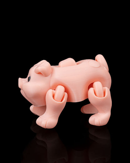 3D Printed Articulated Pig – Mini Flexible Desk Toy – 4 cm – Random Color