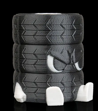 🚗 3D Printed Designer Toy: Angry Stacked Tires Figure 😤