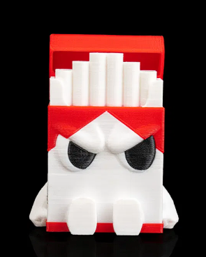 🚬 3D Printed Designer Toy: Angry Cigarette Pack Figure 😠