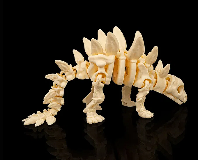 🦴 3D Printed Fossil Art: Detailed Stegosaurus Skeleton Figure 🦖