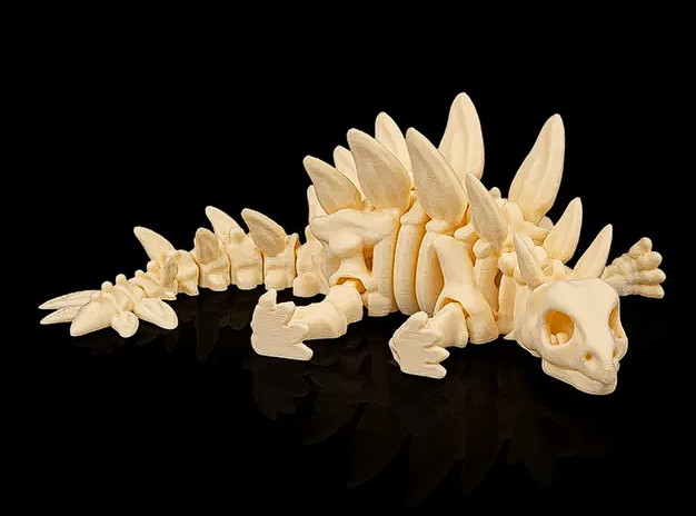 🦴 3D Printed Fossil Art: Detailed Stegosaurus Skeleton Figure 🦖