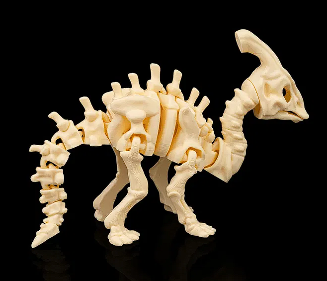 🦴 3D Printed Fossil Art: Detailed Parasaurolophus Skeleton Figure 🦖