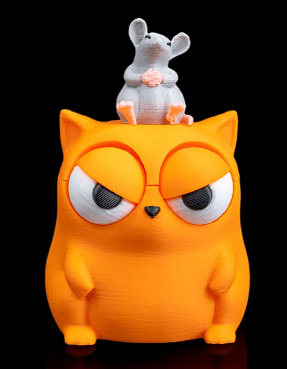 🍊 Grumpy Cat & Cheeky Mouse 3D Printed Figure - Cute Desk Decor 🐭