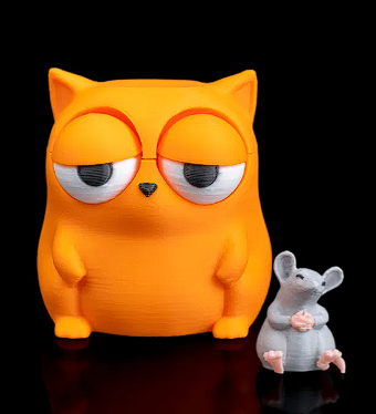🍊 Grumpy Cat & Cheeky Mouse 3D Printed Figure - Cute Desk Decor 🐭