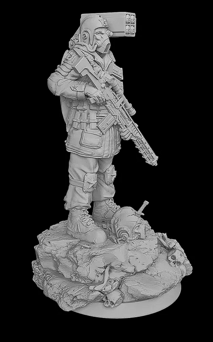 ELITE TACTICAL Soldier Miniature 32\text{ mm} - Tabletop Gaming Scale - High-Definition Black Gray Resin