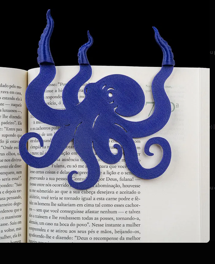 3D Printed Octopus Bookmark & Page Holder - Nautical Blue
