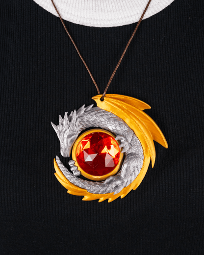 Dragon’s Hoard Pendant – Fantasy Dragon Necklace with Crimson Gem