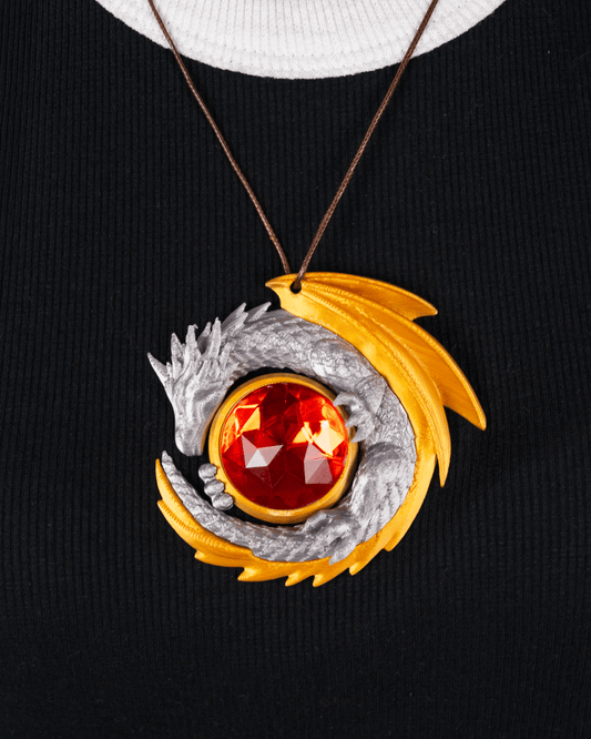 Dragon’s Hoard Pendant – Fantasy Dragon Necklace with Crimson Gem