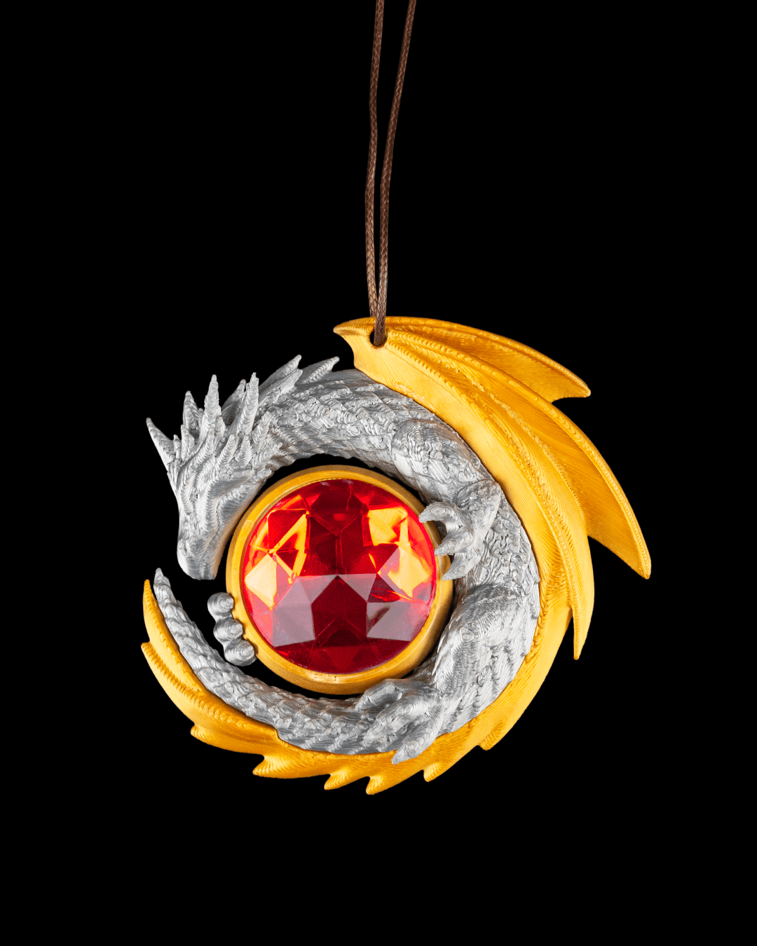 Dragon’s Hoard Pendant – Fantasy Dragon Necklace with Crimson Gem