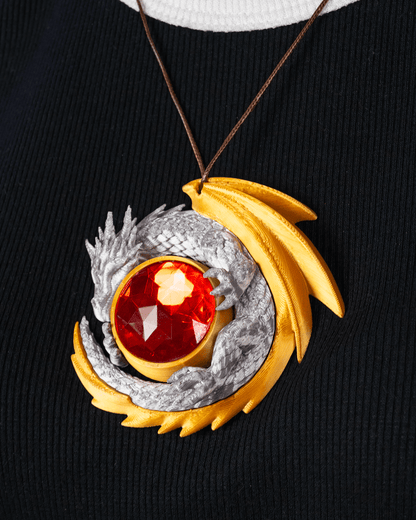 Dragon’s Hoard Pendant – Fantasy Dragon Necklace with Crimson Gem