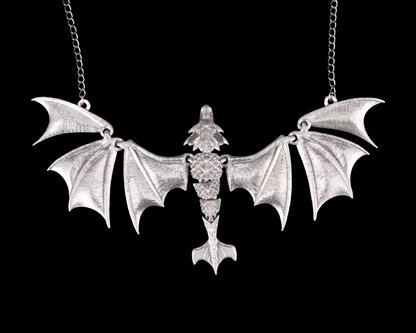Fantasy Dragon Necklace – Articulated Wings – 3D Printed Gothic Statement Jewelry