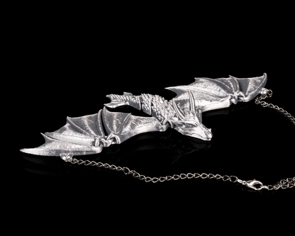 Fantasy Dragon Necklace – Articulated Wings – 3D Printed Gothic Statement Jewelry