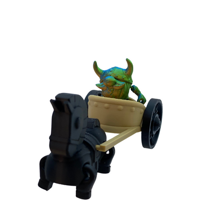 BuildInk Viking Chariot Set – 3D Printed Miniature Toy – Random Color Combo – Includes Viking, Horse & Cart – 1 Set
