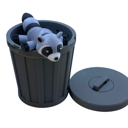 Articulated Raccoon with Trash Can | 3D Printed | Flexible Toy | Collectible