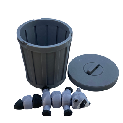 Articulated Raccoon with Trash Can | 3D Printed | Flexible Toy | Collectible