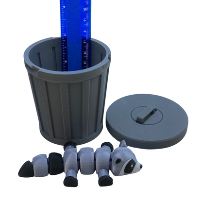 Articulated Raccoon with Trash Can | 3D Printed | Flexible Toy | Collectible