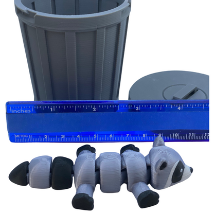 Articulated Raccoon with Trash Can | 3D Printed | Flexible Toy | Collectible