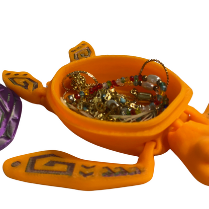 3D Printed Turtle Jewelry Box – Colorful Shell Lid – Unique Storage for Small Treasures