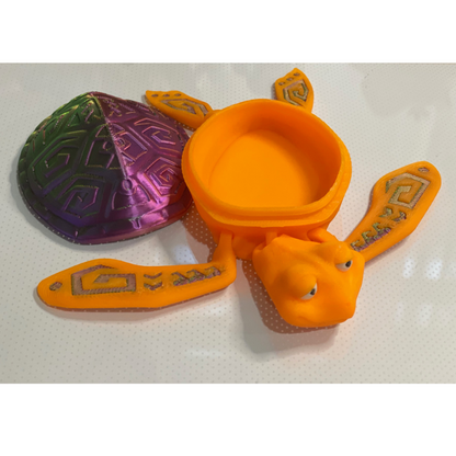 3D Printed Turtle Jewelry Box – Colorful Shell Lid – Unique Storage for Small Treasures