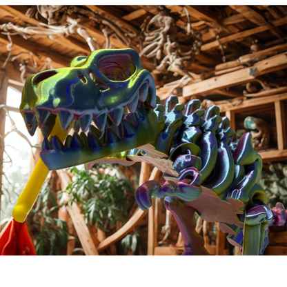3D Printed Articulated T-Rex Skeleton – 10" & 8" – Multicolor or Solid Options