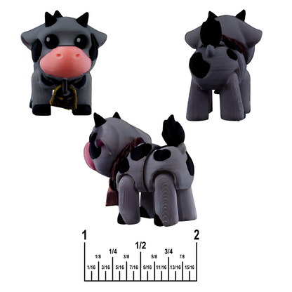 3D Printed Cow Keychain – Articulated PLA Model – Cute and Collectible