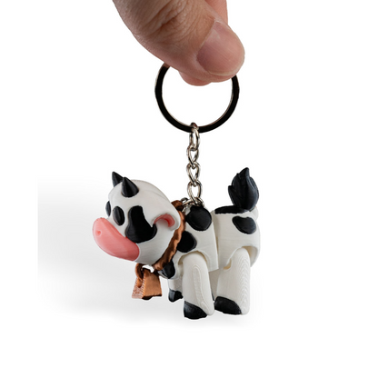 3D Printed Cow Keychain – Articulated PLA Model – Cute and Collectible