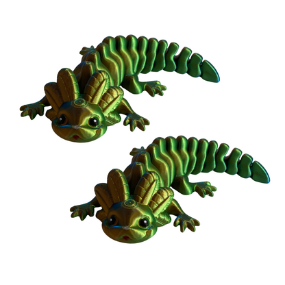 Articulated Axolotl 3D Printed Figure - Set of 2 - Flexible & Collectible Toy - Handmade Gift