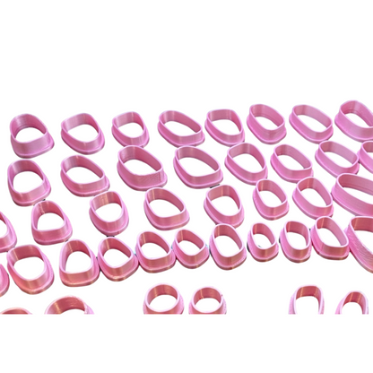 Pebble Drop Clay Cutter – 80 Piece Polymer Clay Cutter Set – Organic Shape Cutters – Pink & White – Jewelry & DIY Tools