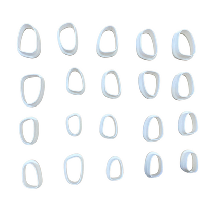 Pebble Drop Clay Cutter – 80 Piece Polymer Clay Cutter Set – Organic Shape Cutters – Pink & White – Jewelry & DIY Tools