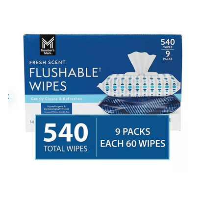 Member's Mark Flushable Wipes Fresh Scent 540 ct | Gentle & Convenient