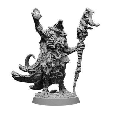 Dragonfolk Shaman Miniature – 75mm – Unpainted Resin Figure