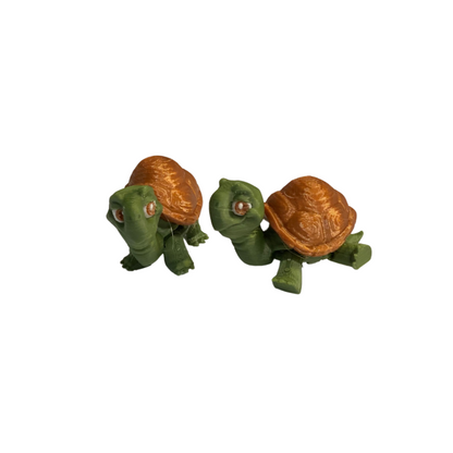 3D Printed Articulated Turtle Figurines – Handmade Poseable Desk Decor – Set of 2 Miniatures