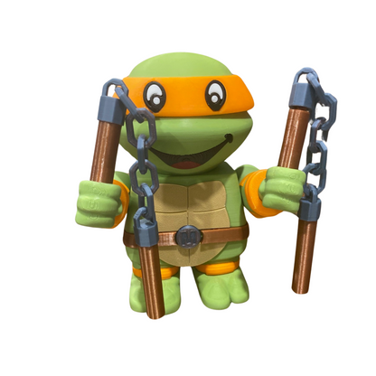 3D Printed Michelangelo Figurine – TMNT Fan Art – Collectible Display