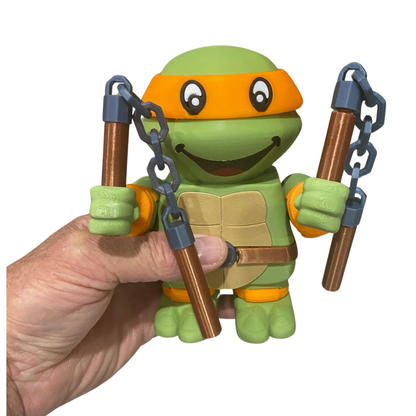3D Printed Michelangelo Figurine – TMNT Fan Art – Collectible Display