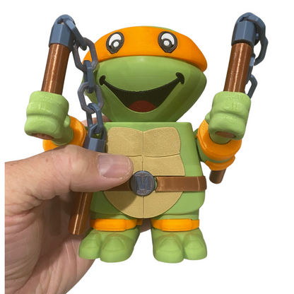 3D Printed Michelangelo Figurine – TMNT Fan Art – Collectible Display