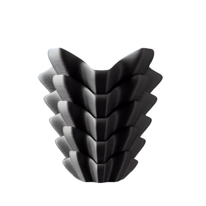 3D Printed Sculptural Vase – Modern Layered Design – Black PLA – 8.39" Tall – Handmade by BuildInk™