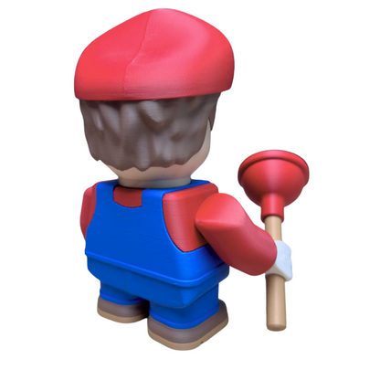 BuildInk™ DIY 3D Printed Plumber Figure Kit – Cartoon Display Toy – 40+ Parts – Easy Assembly