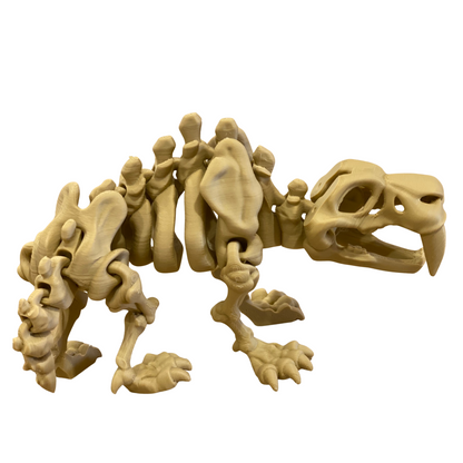 3D Printed Articulated Dinosaur Skeleton – Flexible Collectible Fossil Model – Handmade PLA Desk Display