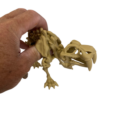 3D Printed Articulated Dinosaur Skeleton – Flexible Collectible Fossil Model – Handmade PLA Desk Display