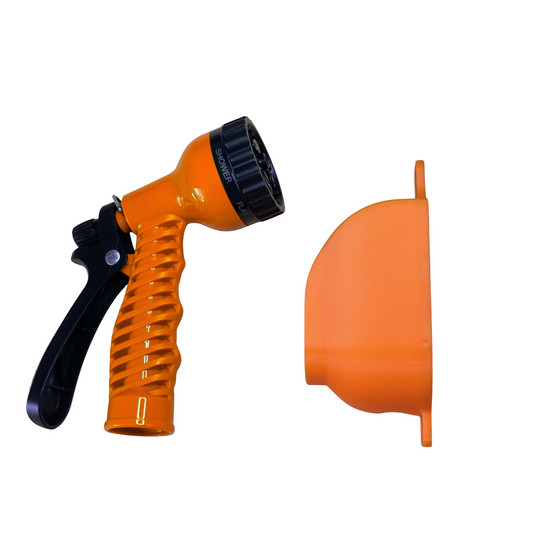 Garden Hose Nozzle (3 Colors) with 3D Printed Wall Mount Holder – Multiple Holder Colors – Choose Your Color or Random