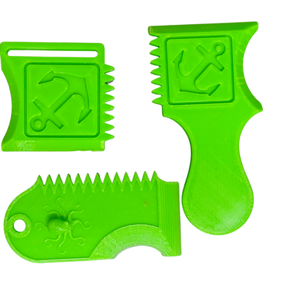3D Printed Clay & Pottery Texture Tools – Anchor & Octopus Designs – Set of 3 Green Scrapers
